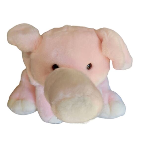 18" Pink Elephant Plush Toy with Bow – Floppy Stuffed Animal by Commonwealth - Picture 1 of 8